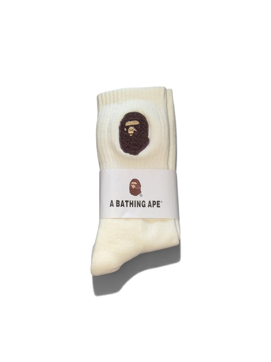Bape Socks in White/Brown